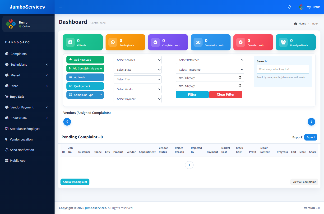 FieldDeskFlow field service management software desktop dashboard