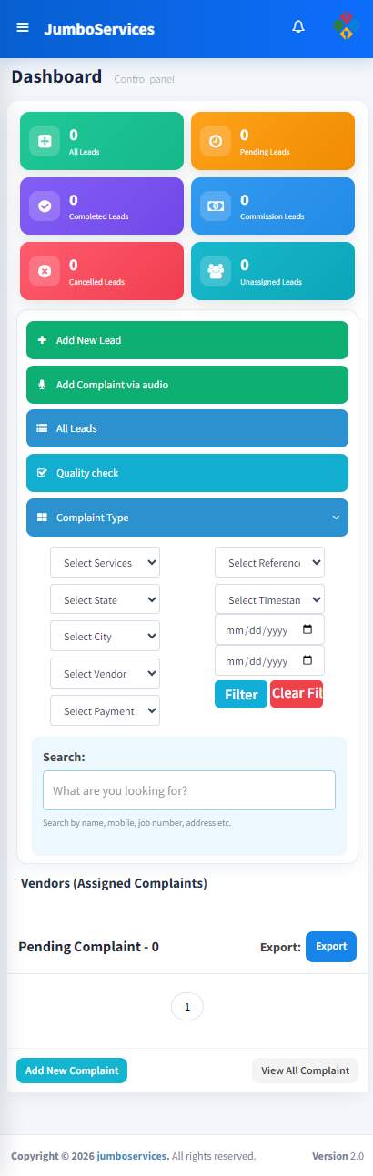 FieldDeskFlow mobile field service dashboard